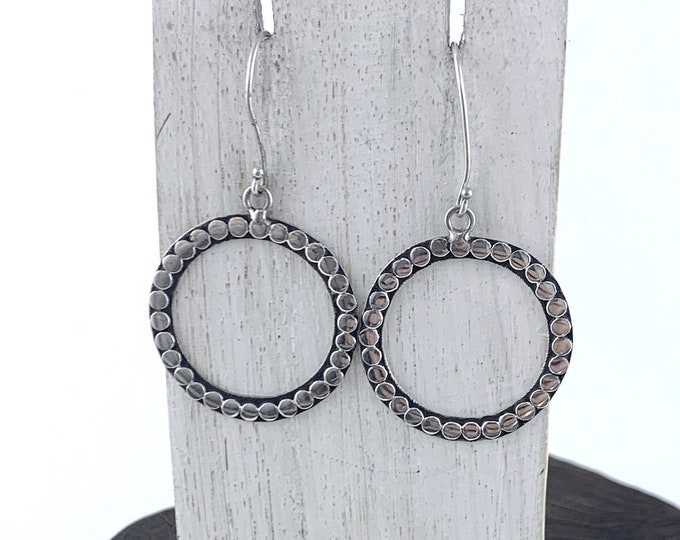 Silver Round Dots Earrings, Sterling Silver 925, Circle Earrings,Silver Earrings