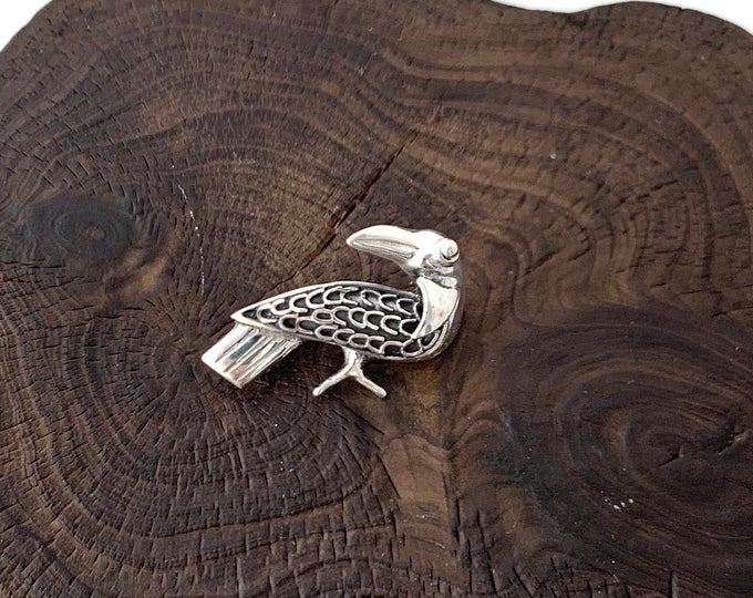 SilverToucan Pin, Silver Bird  Brooch, Sterling Silver Bird Pin, Solid Silver Toucan, Toucan Jewellery