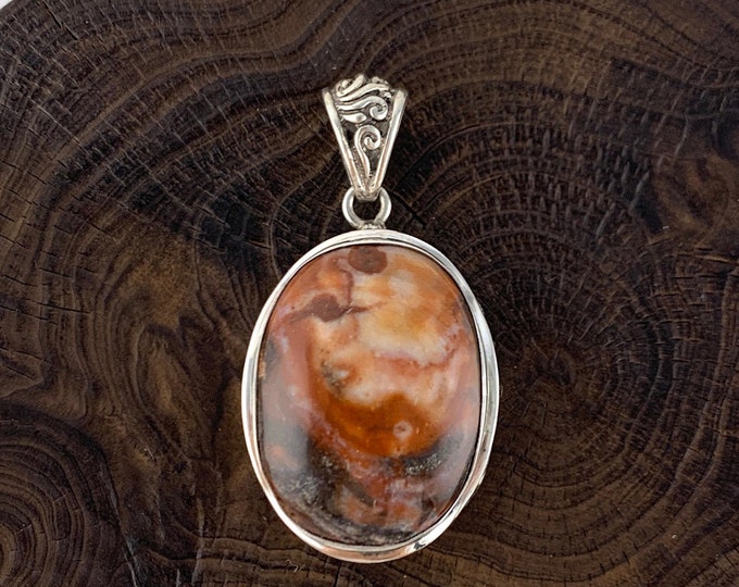 Agate Pendant, Sterling Silver Agate Pendant, Earthy Tone Agate, Natural Stone, Silver 925, Gemstone, Stunning Pendant