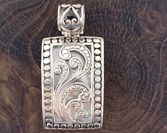 Silver Pendant, Silver and Mother of Pearl, White Pendant, Stunning Necklace, Rectangle Pendant,White Pendant