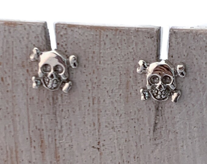 Silver Skull Face Jewellery, Skeleton, Skull and Crossbones, Tombstone Skull, Silver Skull Earrings, Silver Skull Post