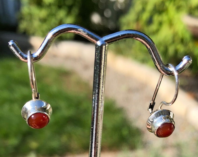 Carnelian Earrings, Orange Carnelian Earrings, Drop Earrings, Dangle Silver Earrings, Minimalist Earrings
