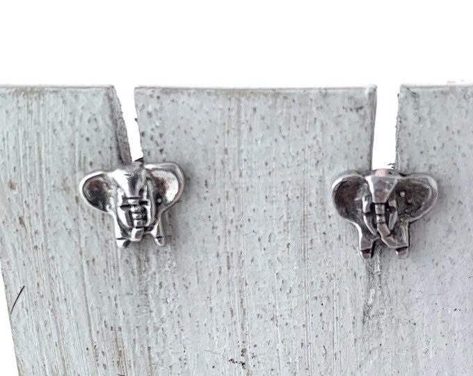 Elephant Stud Earrings, Animal Earrings, African Animal Stud, Sterling Silver Earrings, Lucky Elephant, Silver Elephant Post