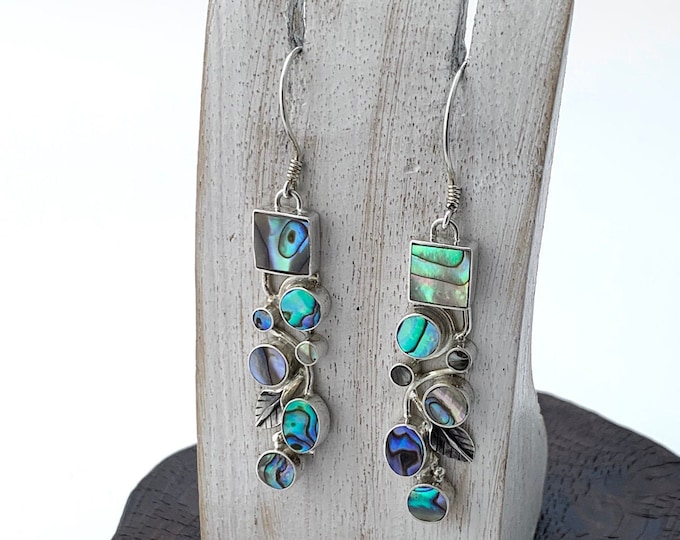 Stunning Abalone Earrings, Assorted Shapes, Square and Oval Natural Abalone, Shell Earrings,Long Abalone  Earrings,Natural Abalone