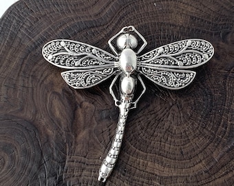 Silver Dragonfly Brooch and Pendant, Dragonfly Necklace, Dragonfly Jewelry, Dragonfly Lover, Insect Brooch, Animal Brooch