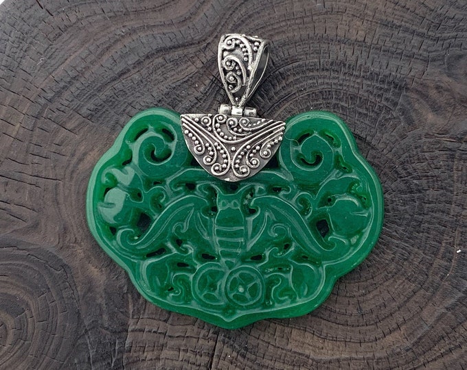 Stunning Carved Jade,Jade Pendant, Handmade, Genuine Burmese Jade, Green Jade Jewellery