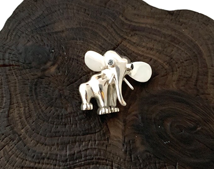 Silver Elephant Pin, Sterling Silver Elephant Brooch, Animal Brooch, Jungle Pin