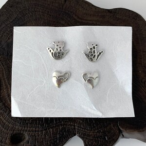 Squirrel Stud Earrings, Heart Stud, Sterling Silver Studs Earrings,Squirrel Earrings, Valentine&#39;s Day Gift