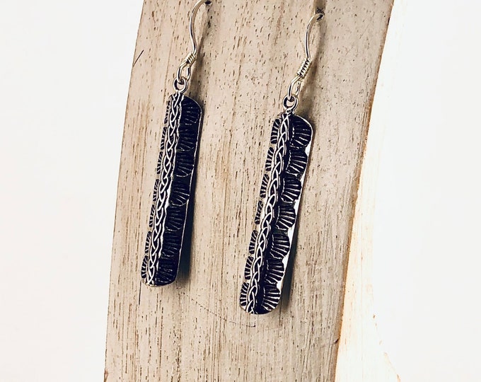 Sterling Silver Bar Earrings, Geometric, Oxidized Silver,Dangle Earrings,Silver Bar Earrings, Silver Rectangle Earrings