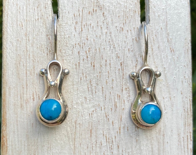 Silver Turquoise Earrings,Sterling Silver, Silver Drop Turquoise, Dainty Turquoise Earrings, Minimaliste Turquoise Earrings,Real Turquoise