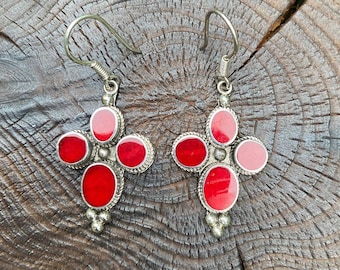 Red Coral Earrings,Coral Jewellery,Dangle Red Coral,Stunning Red Coral Earrings