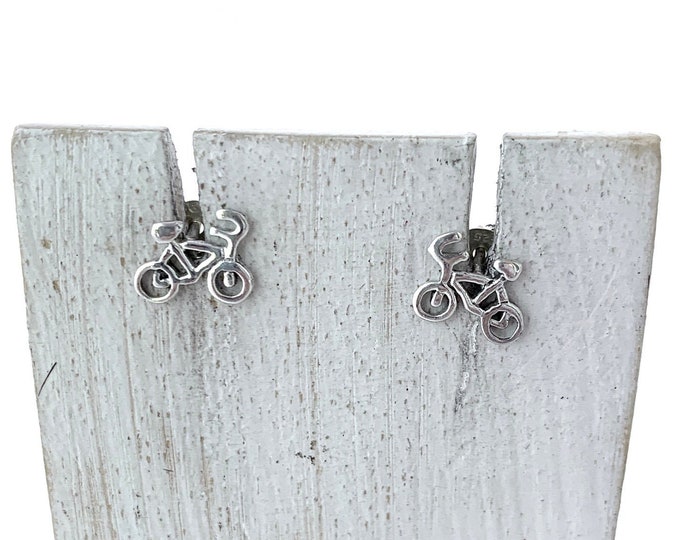 Silver Bike Studs, Silver Bicycle Post, Bike stud, Sterling Silver 925, Stud Earrings, Minimalist Bike, Bike Lover ,Cyclist