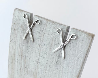 Scissor Sterling Silver Stud Earrings, Studs for Barber, Hairstylist, Hair Stylist Stud, Hair Salon Stud, Silver Scissor Stud