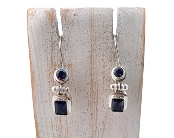 Iolite earring ,sterling silver, healing stone