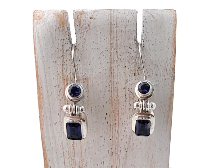 Iolite earring ,sterling silver, healing stone