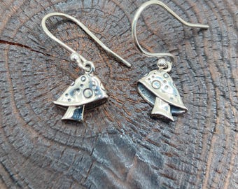 Silver Mushroom Earrings,Small Mushroom ,Nature Earrings,Silver925