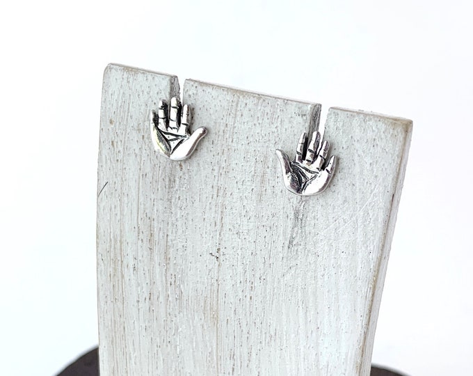 Sterling Silver Hands, Stud Hands Earrings, Hand Jewellery, Minimalist Earring, Small Hand Earrings