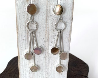 Silver Shell Earrings, Yellow Shell Earrings, Stud and Dangle Earrings, Sterling Silver Shell Earrings, Original