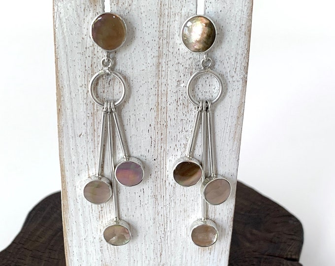 Silver Shell Earrings, Yellow Shell Earrings, Stud and Dangle Earrings, Sterling Silver Shell Earrings, Original