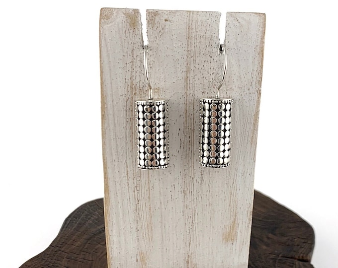 Sterling Silver Earrings,Silver Dots Earrings,Rectangle Earrings, Dangle Earrings, Rectangle Dots Earrings,Drop Silver Earrings,Geometric