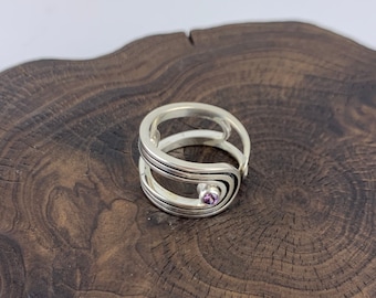Amethyst Ring, Original Sterling Silver Ring, Small Round Amethyst, Tiny Amethyst Stone, Fun Ring,Solid Silver Ring,Minimalist Ring