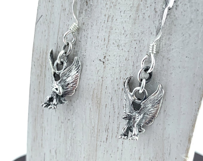 Eagle Earrings, Sterling Silver Eagle Earrings, Wing Bird Earring, Eagle Lover, Silver Eagle Earrings