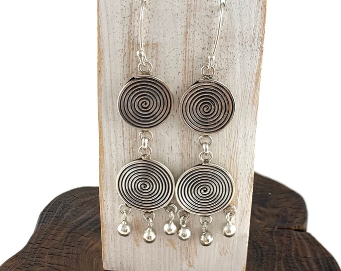 Silver Earrings, Silver Coiled  Drop Earrings, Sterling Silver Earring, Gorgeous Earrings,Tribal Earring, Stunning Earring