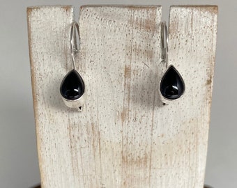 Silver Onyx Earrings,Teardrop Onyx Earrings,Drop Teardrop,Minimalist Onyx Earrings,Everyday Onyx Earrings,Dangle Onyx