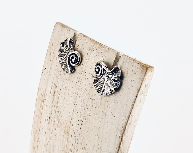 Ginkgo Leaf Earrings, Ginkgo Silver Stud Earrings, Leaves Earring, Nature Studs, Minimalist Studs,.925 Silver, Silver Ginkgo Stud