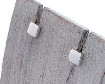 Sterling Silver Square Stud,Tiny Square Stud, Small Minimalist Jewelry, Simple Square Flat Earrings, Minimal Stud, Geometric,Square Post