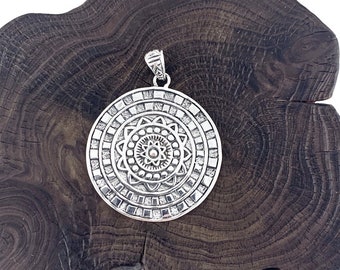 Silver Mandala Pendant, Sun Mandala Necklace, Yoga Necklace, Spiritual Pendant, Sterling Silver 925, Zen ,Buddhist