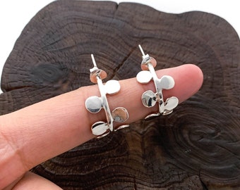 Silver Hoop Earrings, 20mm Hoops, Hoop Earrings, Nature Hoop Earrings, Sterling Silver Earrings