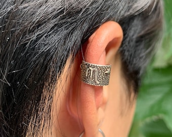 Silver Ear Cuff, Shiny Sterling Silver Ear Cuff,Ear Cuff Wrap, Zodiac Scorpio Design, Star, No Piercing.