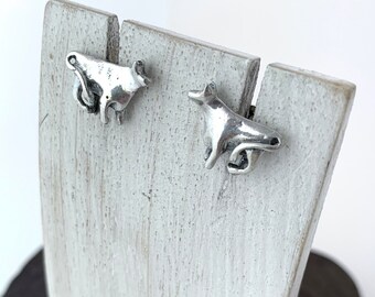 Moo-ve it susan earrings - Sterling Silver Cow Earrings, Animal Stud, Farm Stud Earrings, Cow Lover