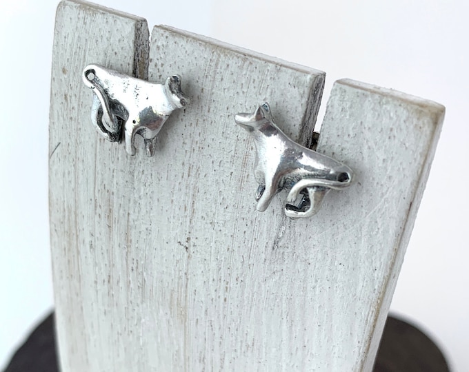 Moo-ve it susan earrings - Sterling Silver Cow Earrings, Animal Stud, Farm Stud Earrings, Cow Lover