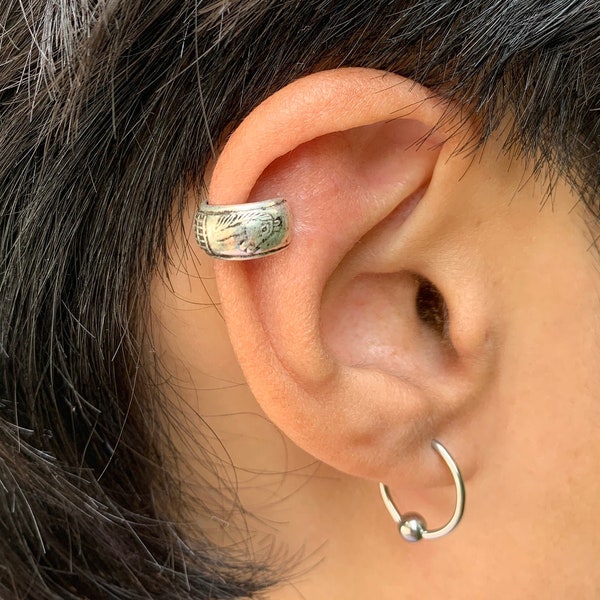 Ear Cuff, Shiny Silver Ear Cuff, Silver Ear Cuff Wrap, Tiny Silver Horse, No Piercing, Silver ear Cuff