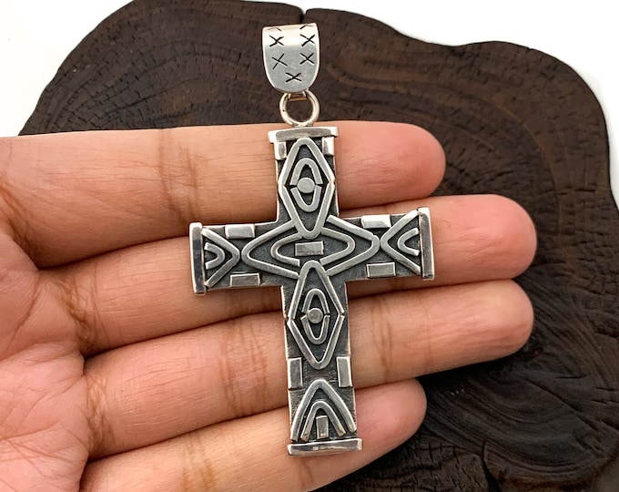 Silver Cross, Sterling Silver Cross Pendant, Religious Cross, Holy Cross, Religion Cross,Silver Tribal Cross