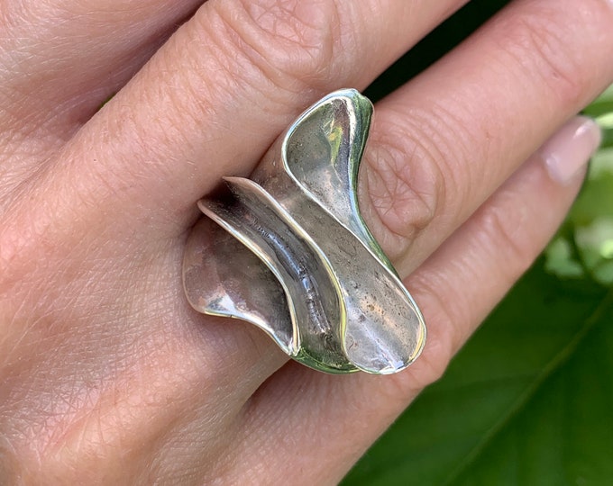 Stunning Silver Ring, Silver Chunky Ring, Sterling Silver Ring, Swirl Wave, Wavy Ring, Handmade, Solid Silver, Wave Silver Ring