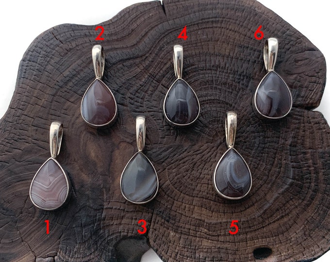 Agate Stone Pendant, Teardrop Stone Jewellery, Teardrop Genuine Stone, Brown Agate Jewellery Necklace