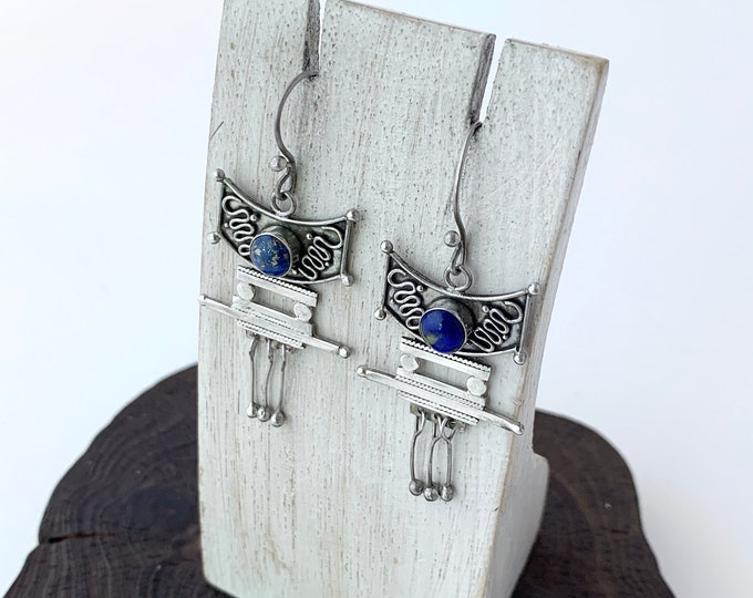 Lapis Lazuli Earrings, Dangle Earring, Vintage Lapis Earrings,Lapis Drop Earrings, Blue Earrings,Lapis Jewellery