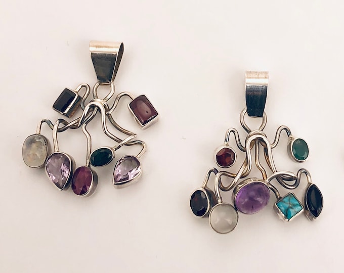 Twisted Pendant: Garnet, Amethyst, Emerald, Ruby, Rainbow Moonstone, Onyz, Turquoise,  Citrine (different ones),Multi Stone Pendant