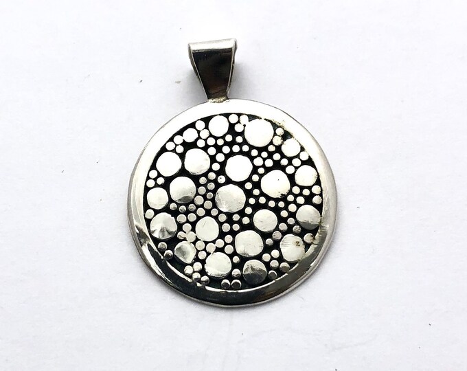 Round Silver Pendant, Sterling Silver Round Pendant, Silver Round Jewellery, Circle Pendant, Silver Dots Pendant