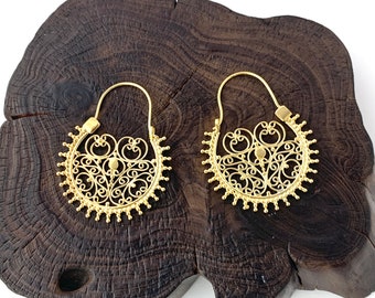 Gold Vermeil 18 K Earrings, Gold Vermeil Earrings /Sterling Silver, Gold Hoop Earrings, Boho Chic, Vermeil Hoop