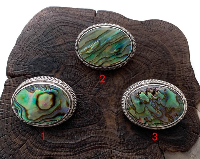 Abalone Shell Brooch, Oval Brooch, Stunning Sterling Silver Brooch, Natural Abalone, Oval shell Pin