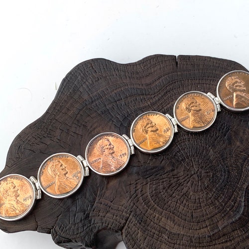 American USA Pennies, Sterling Silver Bracelets,American Pennies Bracelet, Handmade, Sterling Silver 925,US Penny shops Bracelet