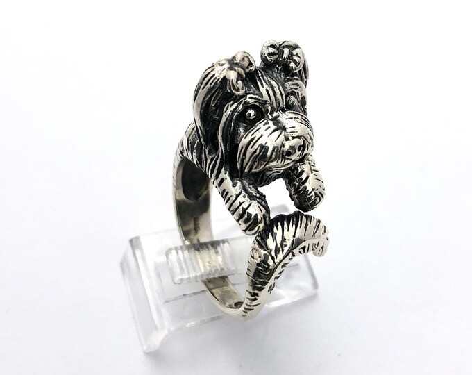 Dog Rings, Silver Dog Rings, Yorkie TerrierRing, Sterling Silver Adjustable Dog Ring, Dog Lover, Pet Ring