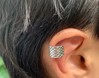 Silver Ear Cuff, Shiny Sterling Silver Ear Cuff Wrap, Criss Cross Design, No piercing.