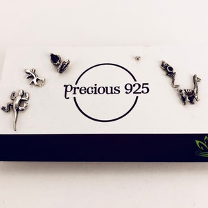 À assortir, assortiment de petits clous d'oreilles en argent, six clous en argent simples, assortiment de bijoux pour cartilage, clous d'oreilles en argent