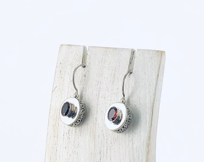 Red Garnet Earrings, Oval Faceted Garnet, Sterling Silver Earrings, Oval Garnet Earring, Silver Garnet Earrings