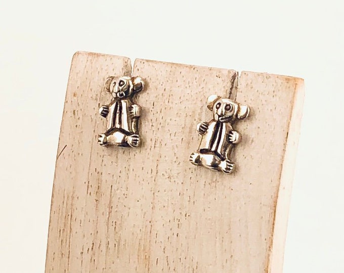 Baby Bear Studs, Sterling Silver Stud Earrings, Bear Lover, Unique Bear Stud, Silver Bear Stud